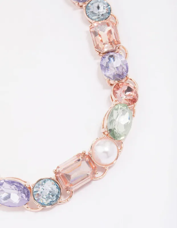 Rose Gold Pearl Stone Statement Necklace sold by lovisa