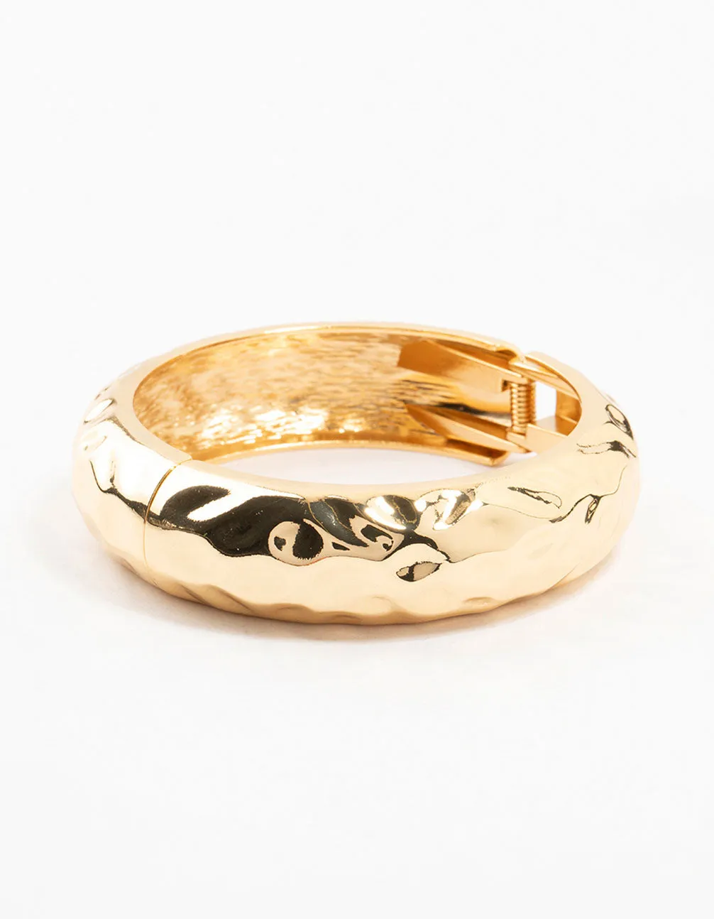 Gold Plated Hammered Wide Bangle sold by lovisa