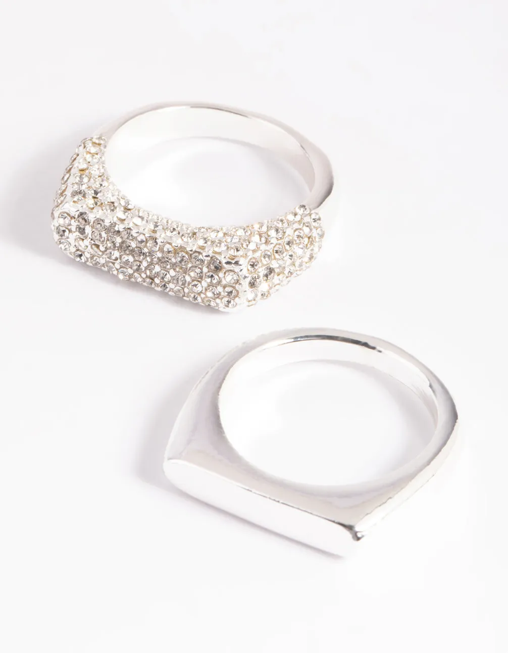 Silver Plated Diamante Smooth Ring Set sold by lovisa product image thumbnail 3