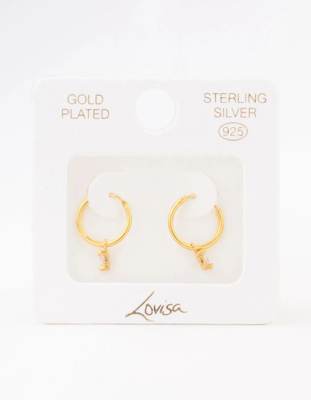 Gold Plated Sterling Silver Oval Cubic Zirconia Hoop Earrings sold by lovisa product image thumbnail 3