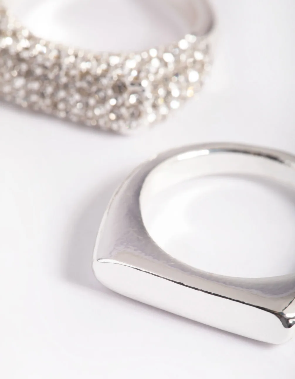 Silver Plated Diamante Smooth Ring Set sold by lovisa product image thumbnail 4