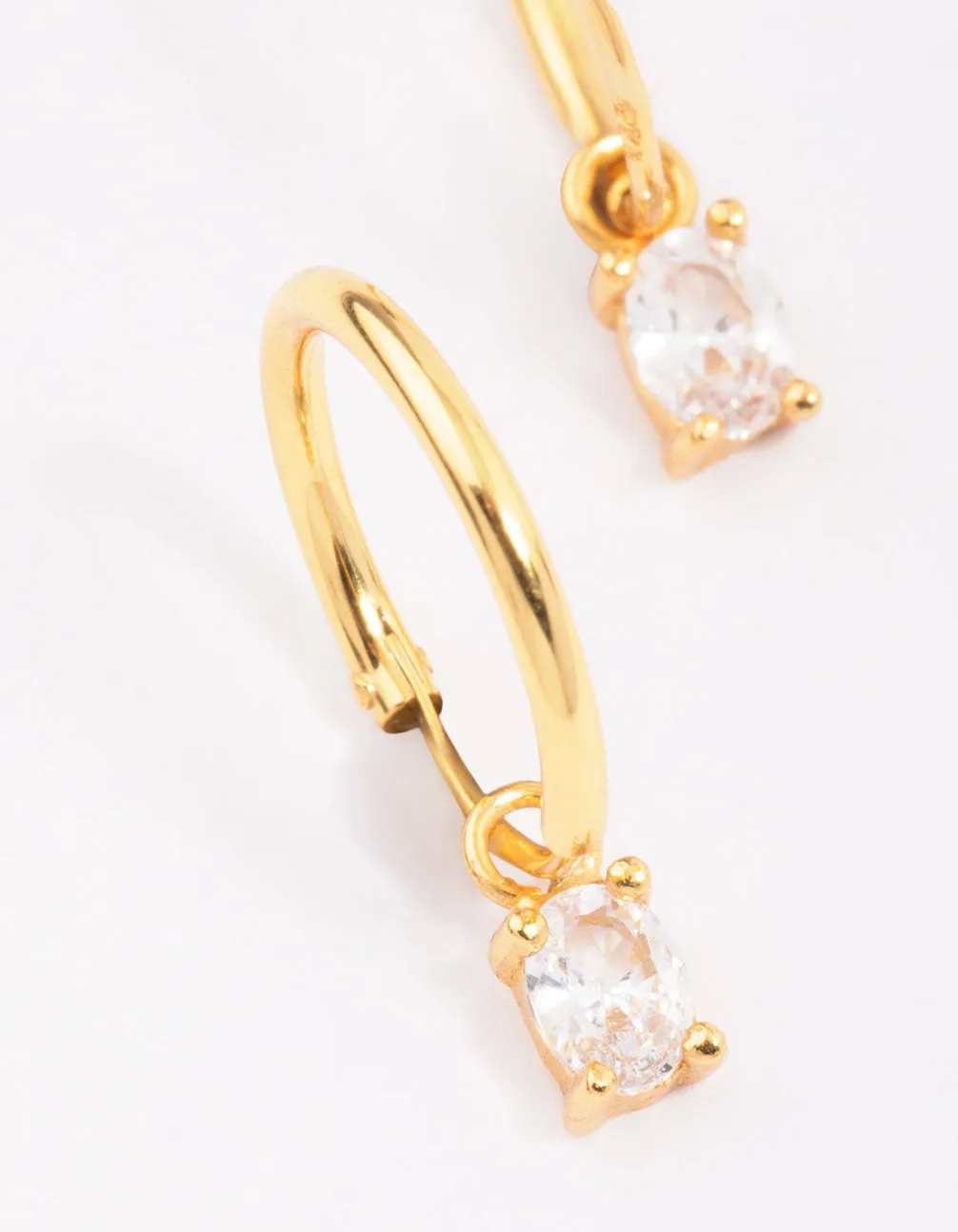 Gold Plated Sterling Silver Oval Cubic Zirconia Hoop Earrings sold by lovisa product image thumbnail 2