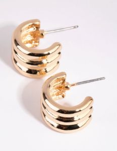 Gold Tube Huggie Earrings sold by lovisa