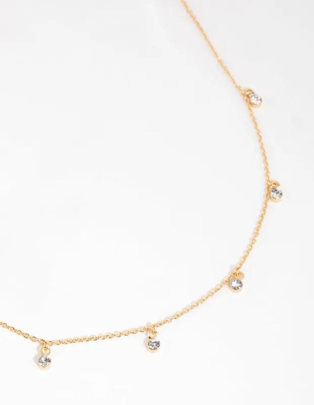 Gold Plated Mini Diamante Necklace sold by lovisa