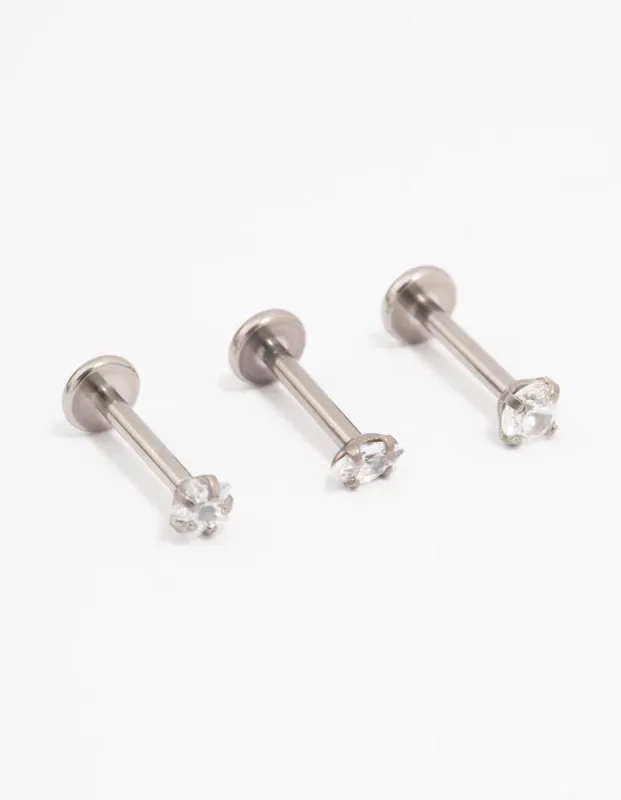 Titanium Cubic Zirconia Marquise Flat Back 3-Pack sold by lovisa