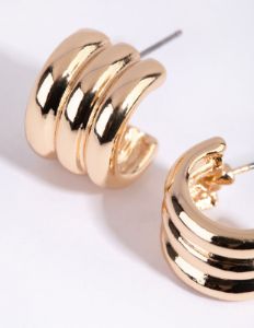 Gold Tube Huggie Earrings sold by lovisa