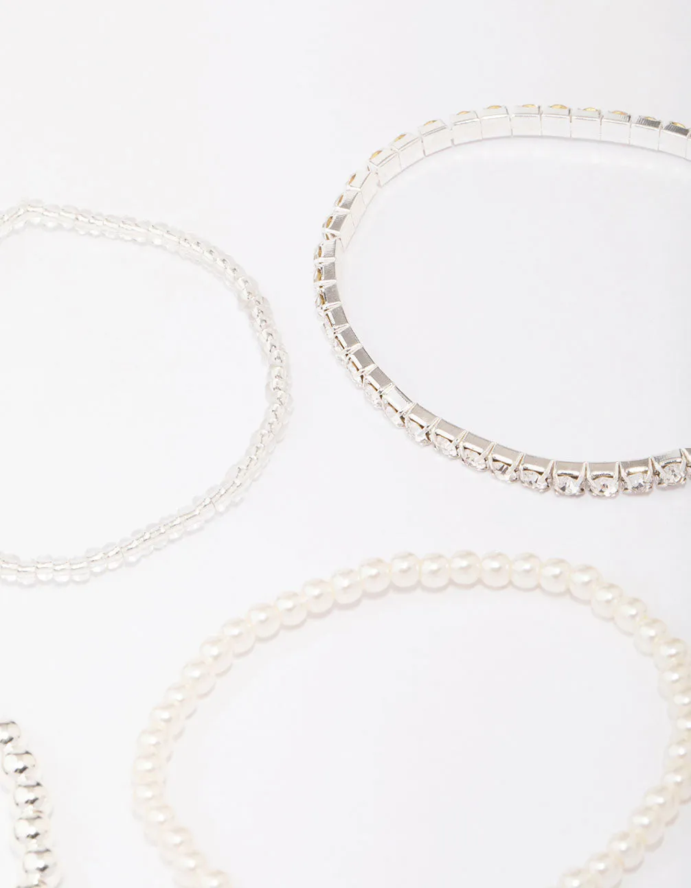 Silver Beaded & Pearl Bracelet 5-Pack sold by lovisa product image thumbnail 2