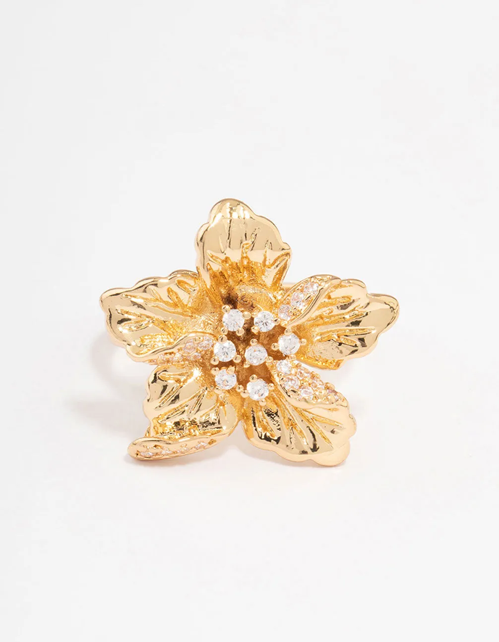 Gold Plated Cubic Zirconia Bling Flower Ring sold by lovisa product image thumbnail 2