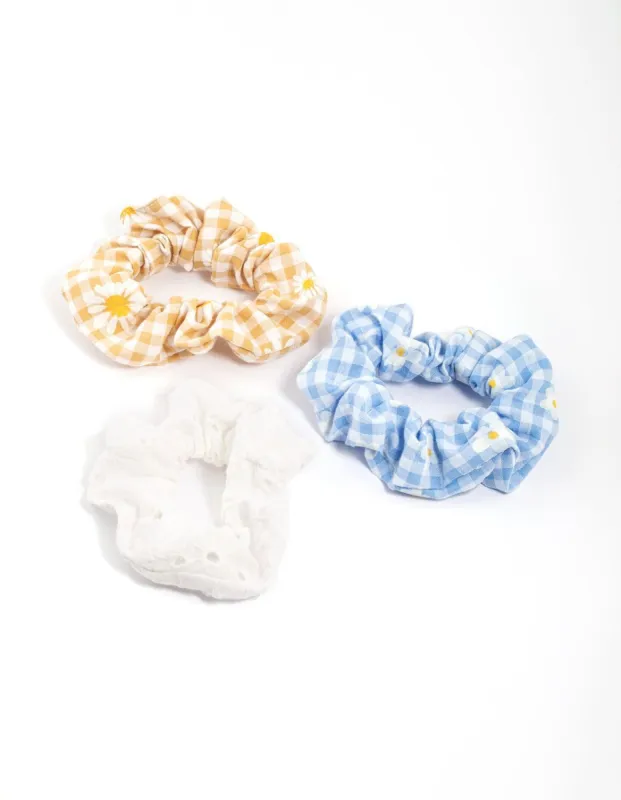 Fabric Mixed Checkered Pattern Scrunchie Pack sold by lovisa