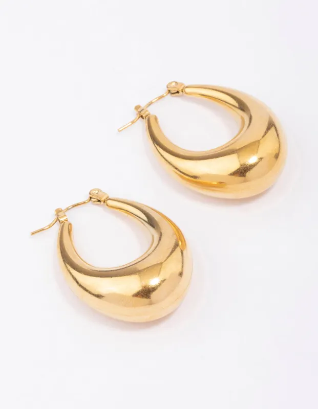 Gold Plated Stainless Steel Full Loop Hoop Earrings sold by lovisa