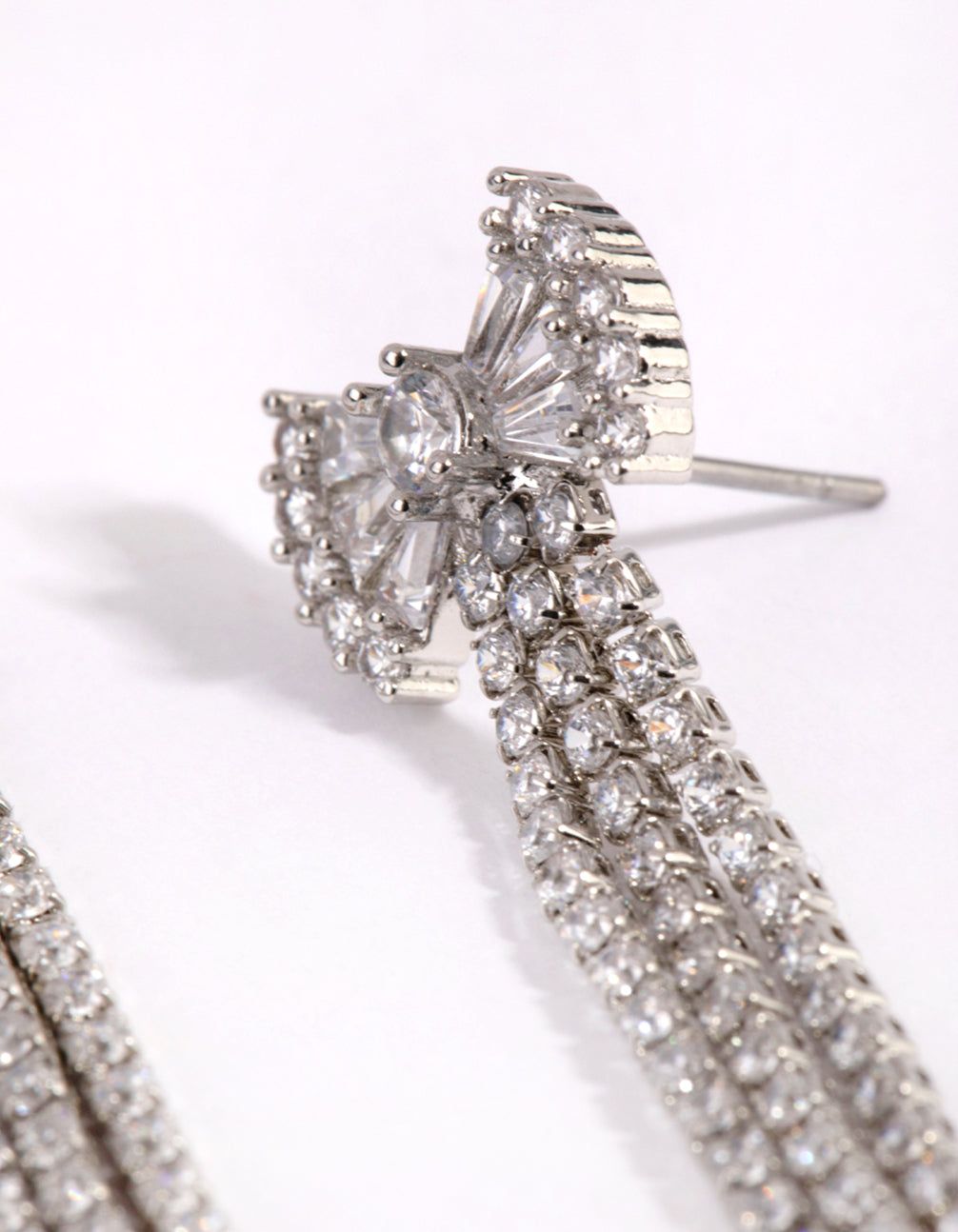 Silver Cubic Zirconia Navette Bow Earrings sold by lovisa product image thumbnail 2