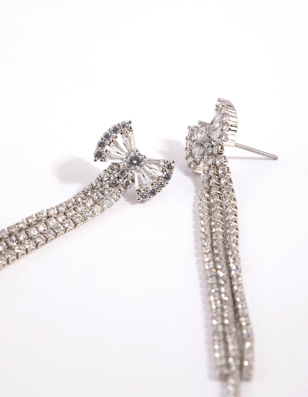 Silver Cubic Zirconia Navette Bow Earrings sold by lovisa product image thumbnail 3