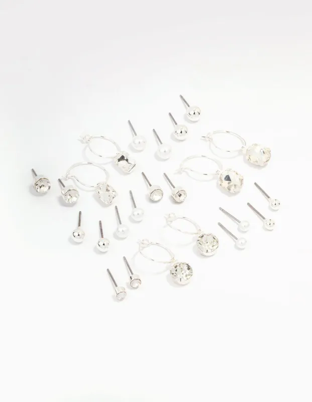 Silver Classic Stud & Hoop Earring 12-Pack sold by lovisa