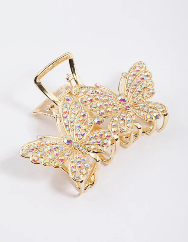 Gold Bling Butterfly Hair Claw Clip sold by lovisa