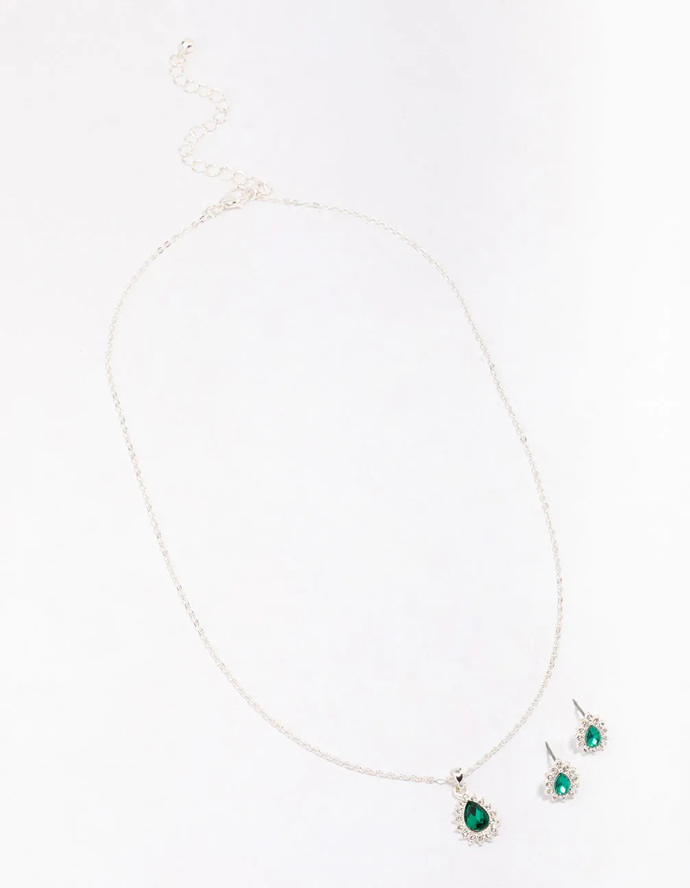 Silver Emerald Teardrop Diamante Jewellery Set sold by lovisa product image thumbnail 3