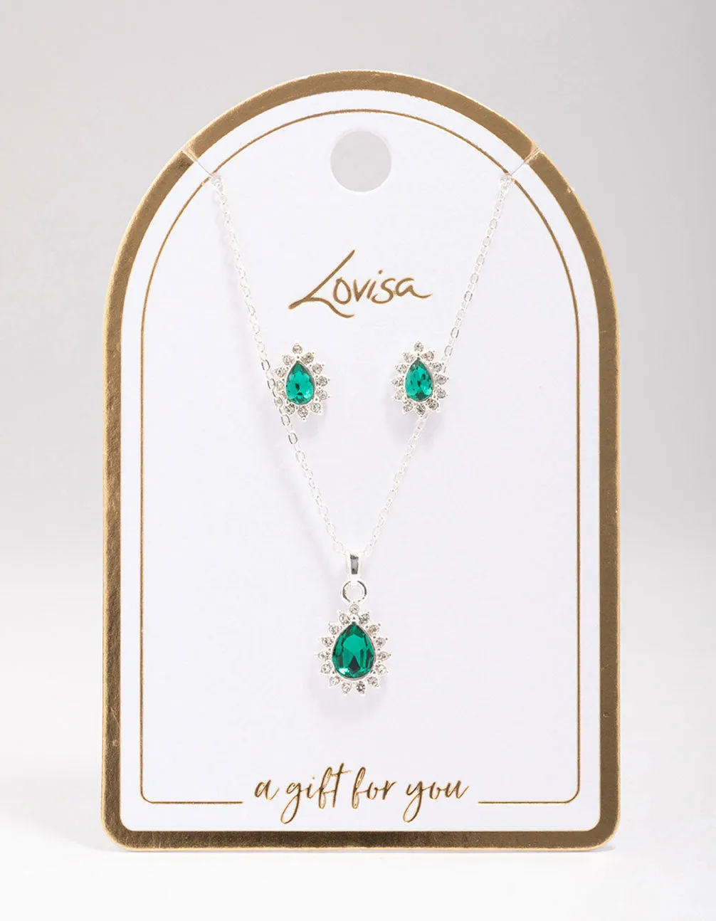 Silver Emerald Teardrop Diamante Jewellery Set sold by lovisa product image thumbnail 2