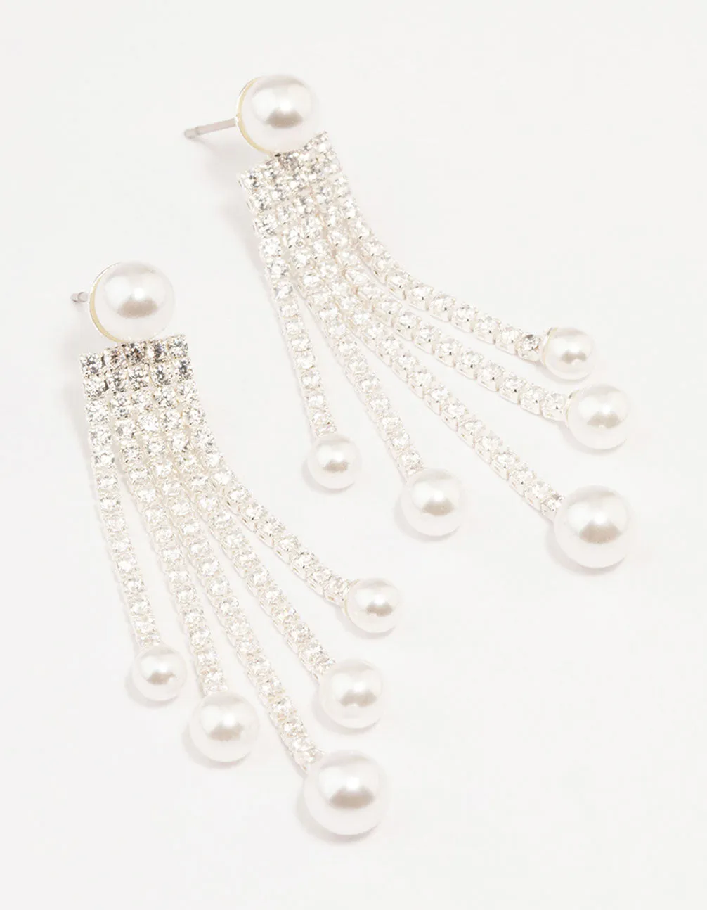 Silver Plated Cupchain & Pearl Drop Earrings sold by lovisa