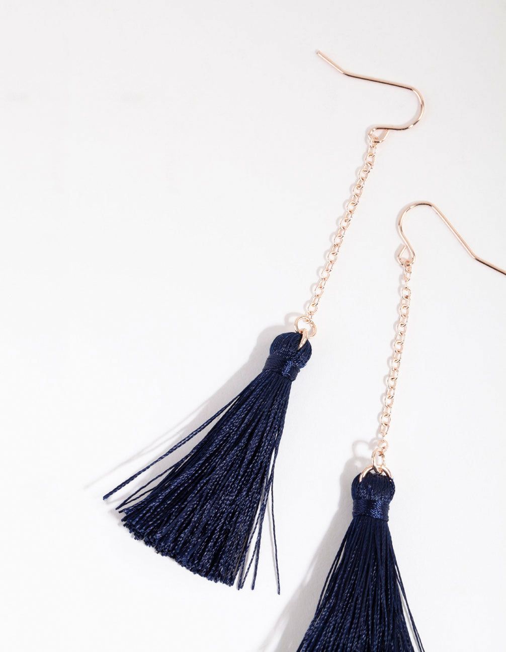 Navy Long Chain Tassel Drop Earrings sold by lovisa product image thumbnail 2