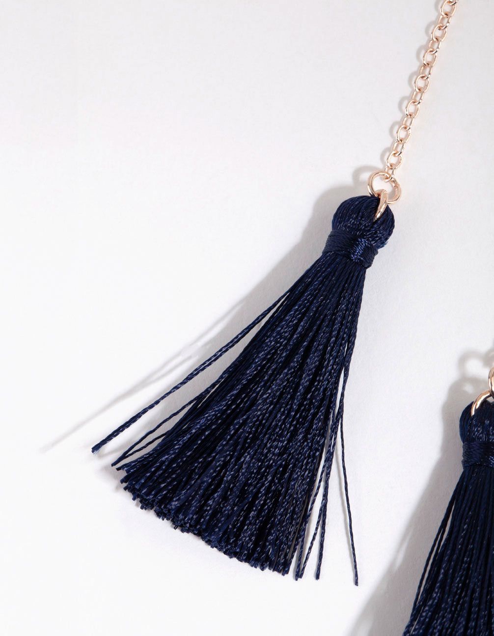 Navy Long Chain Tassel Drop Earrings sold by lovisa product image thumbnail 3