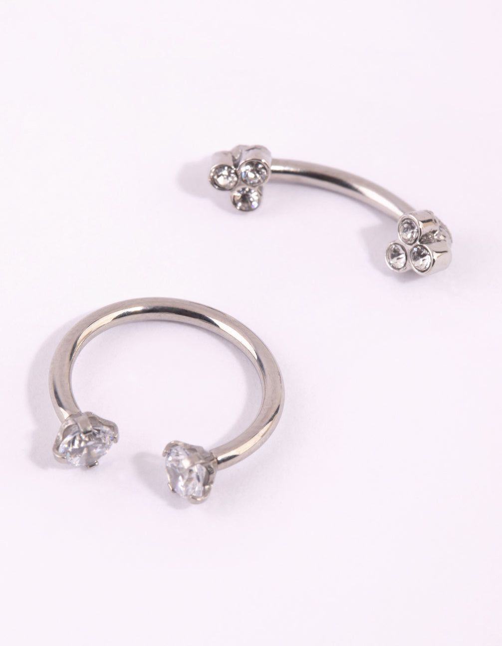 Surgical Steel Cubic Zirconia Horseshoe & Barbell Set sold by lovisa
