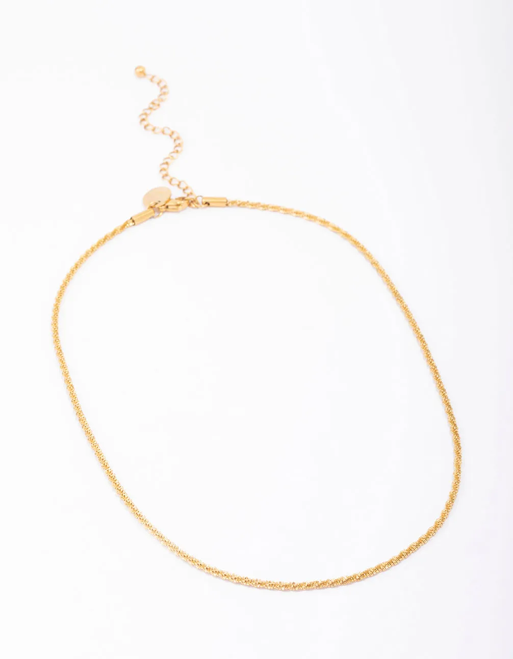 Gold Plated Stainless Steel Diamond Cut Twisted Necklace sold by lovisa product image thumbnail 2