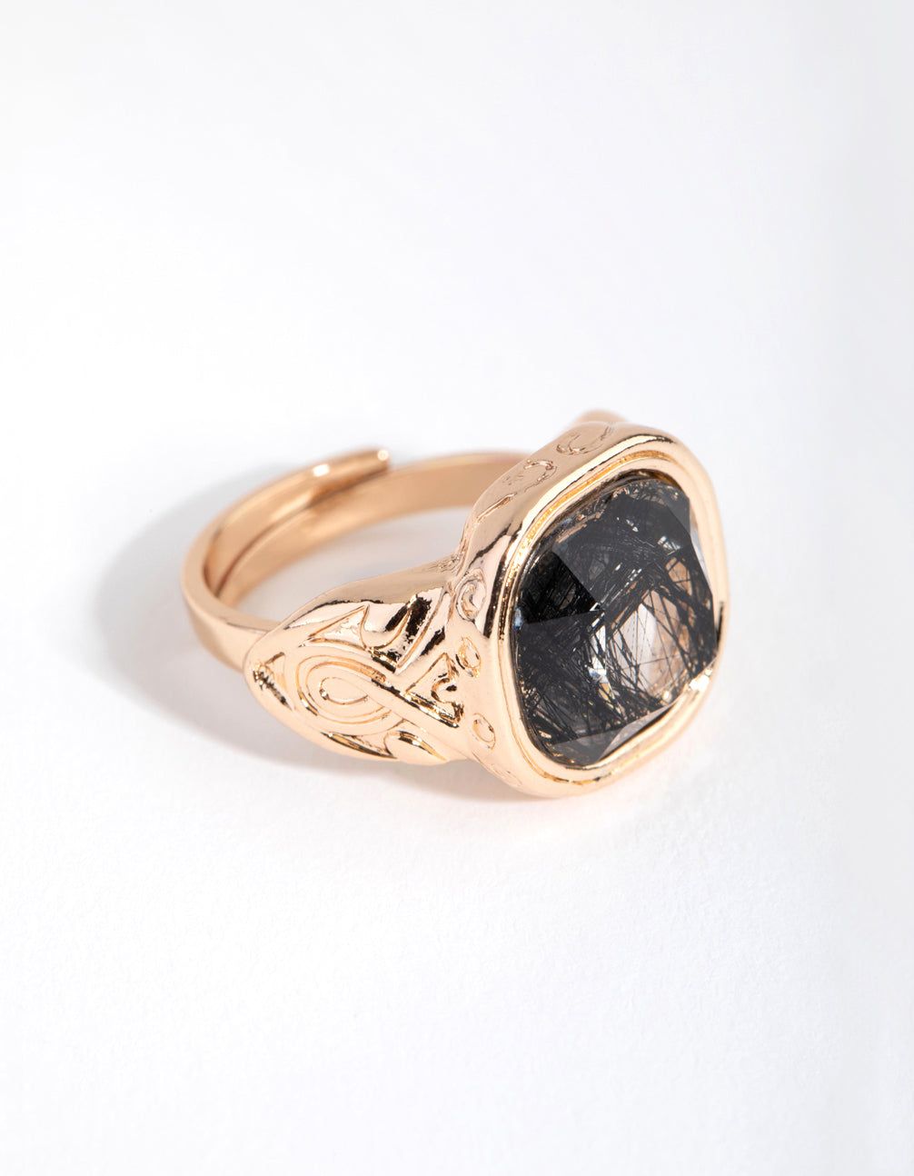 Gold Black Marble Stone Ring sold by lovisa