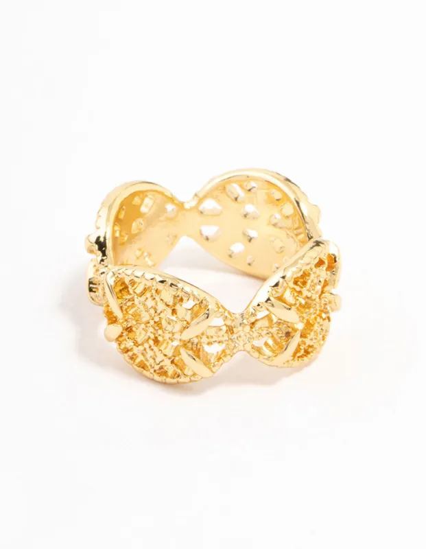 Gold Plated Filigree Oval Band Ring sold by lovisa