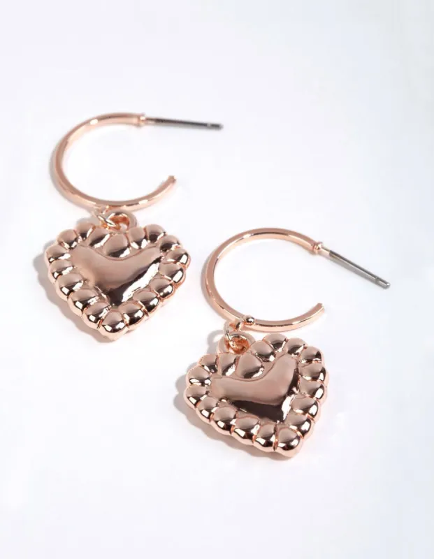 Rose Gold Cushion Heart Huggie Earrings sold by lovisa