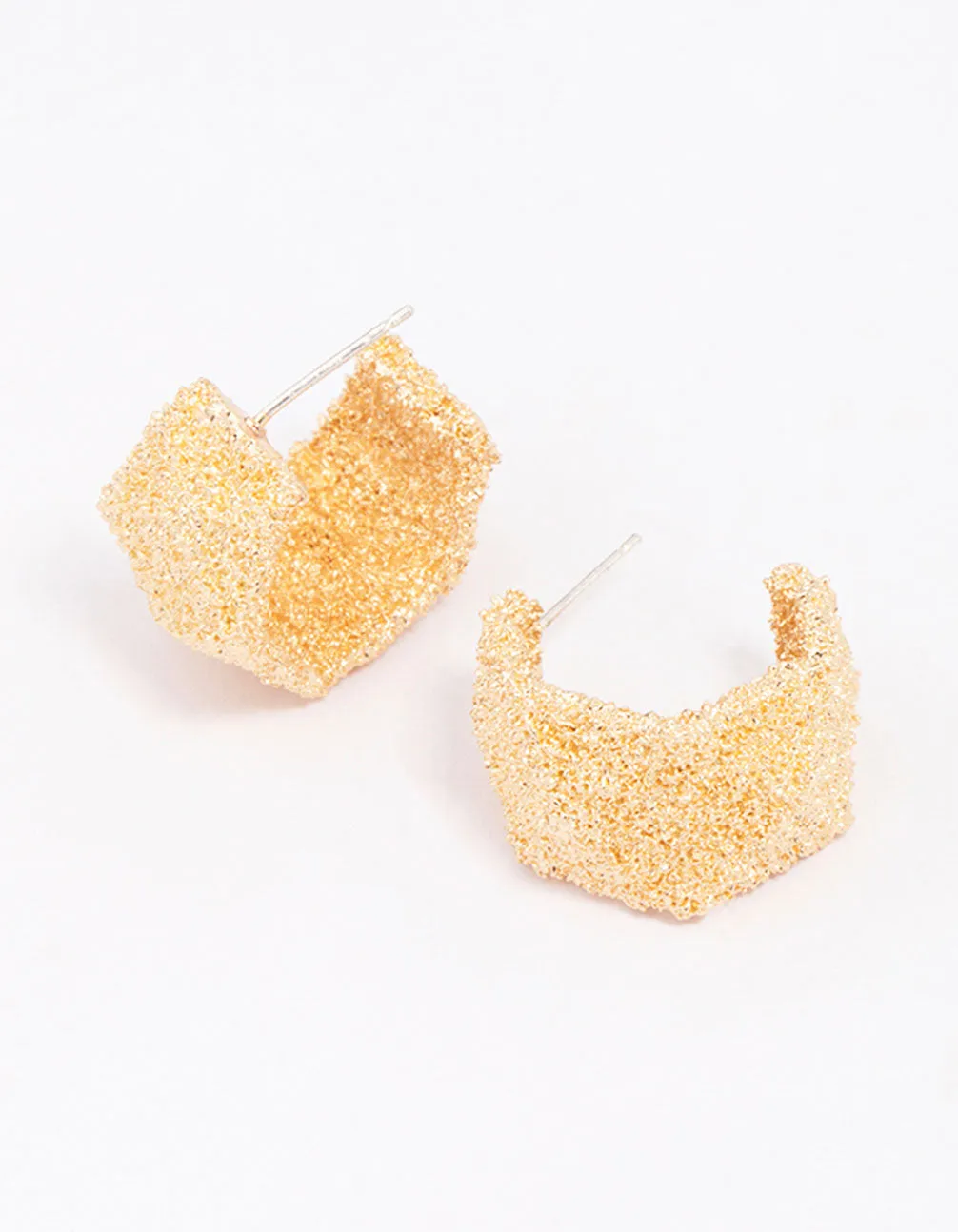 Gold Hammered Small Hoop Earrings sold by lovisa