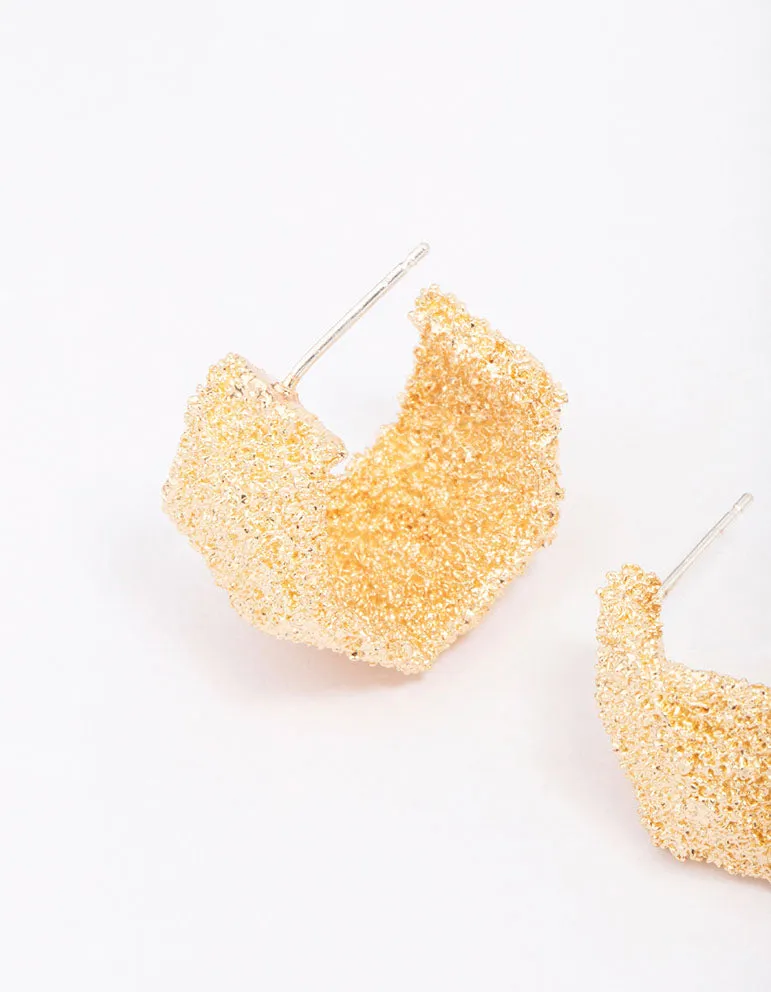 Gold Hammered Small Hoop Earrings sold by lovisa product image thumbnail 3