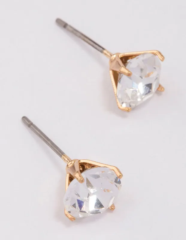 Gold Crystal Stud Earrings 7mm sold by lovisa