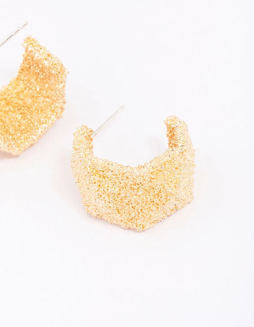 Gold Hammered Small Hoop Earrings sold by lovisa product image thumbnail 2