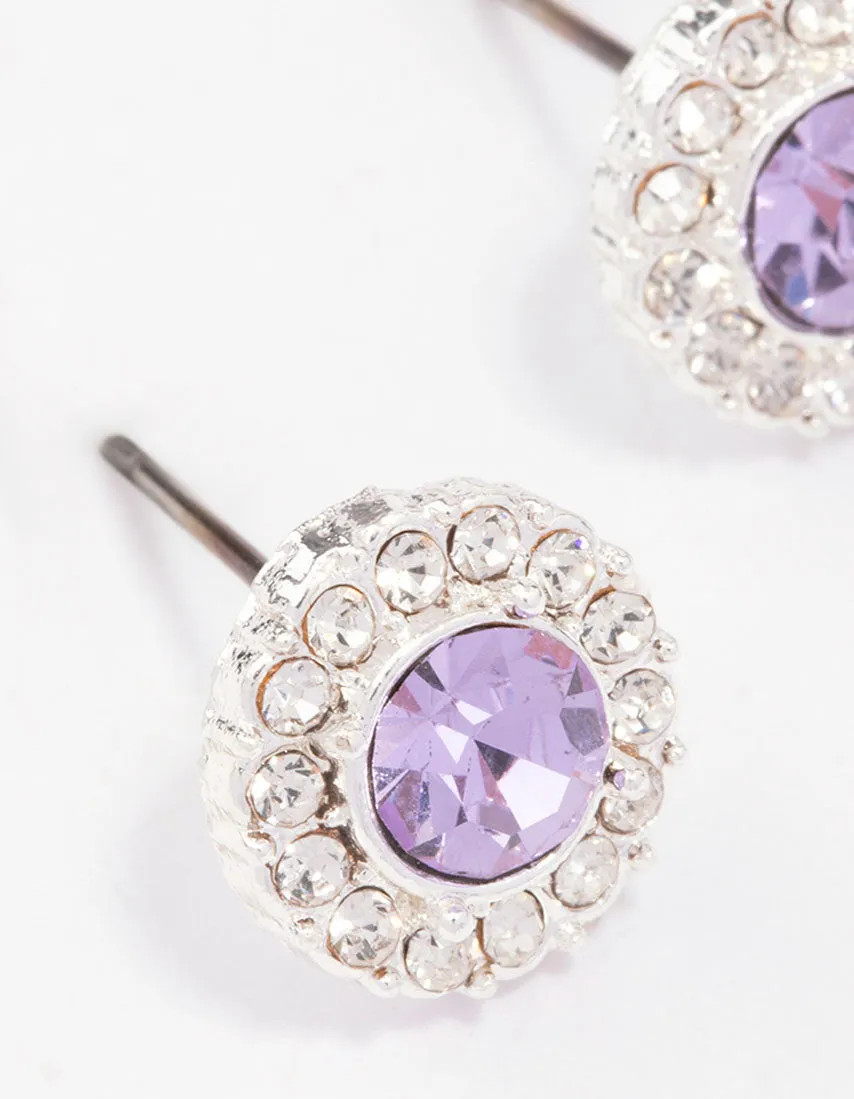 Silver Lilac Halo Stud Earrings sold by lovisa product image thumbnail 5