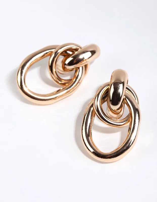 Gold Link Loop Drop Earrings sold by lovisa