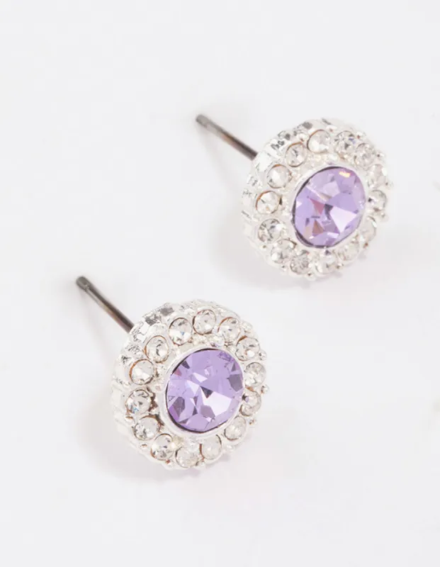 Silver Lilac Halo Stud Earrings sold by lovisa