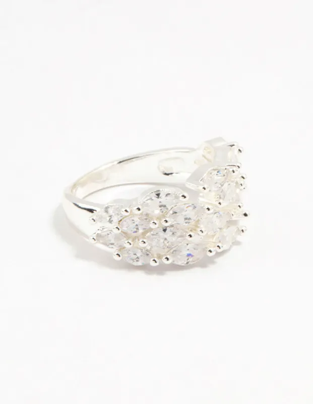 Silver Plated Marquise Cubic Zirconia Open Ring sold by lovisa