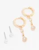 Gold Cubic Zirconia Pearl & Butterfly Mixed Earring 3-Pack sold by lovisa