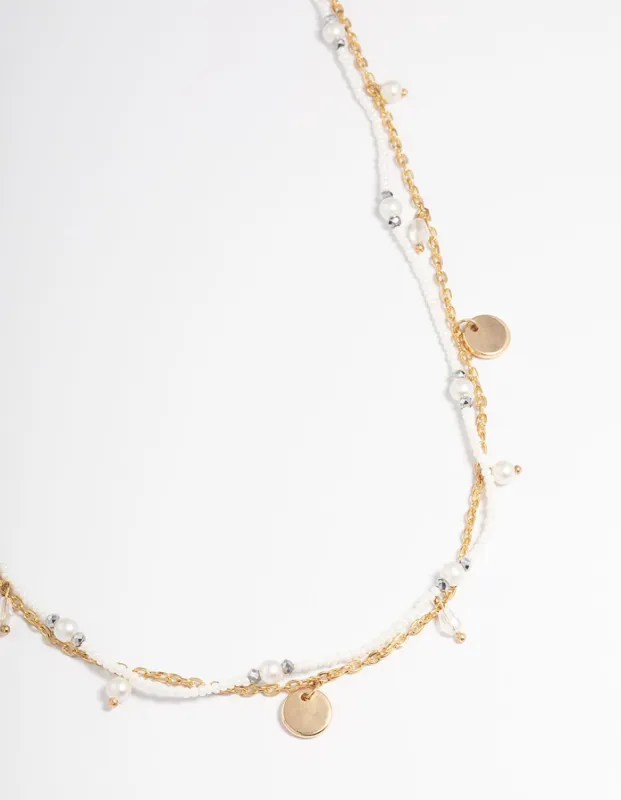 Gold Double Layer Pearl Twist Waist Chain sold by lovisa