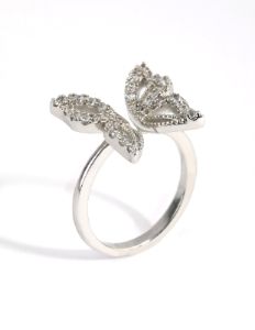 Rhodium Cubic Zirconia Butterfly Ring sold by lovisa