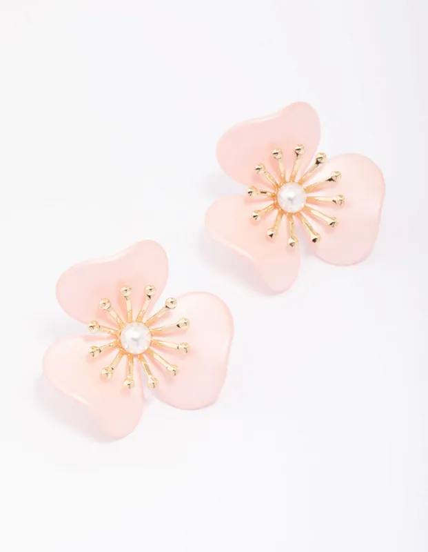 Gold Statement Flower Stud Earrings sold by lovisa