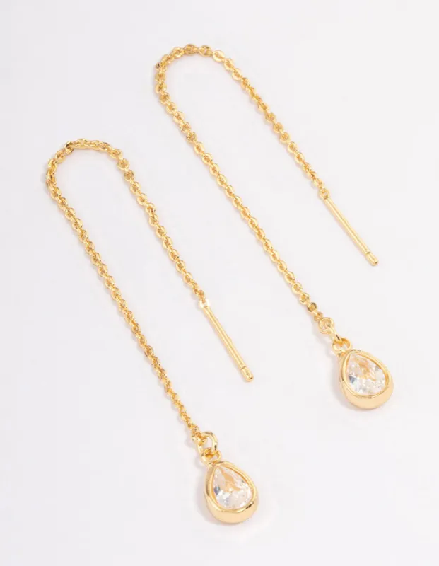 Gold Plated Thread Through Cubic Zirconia Earrings sold by lovisa