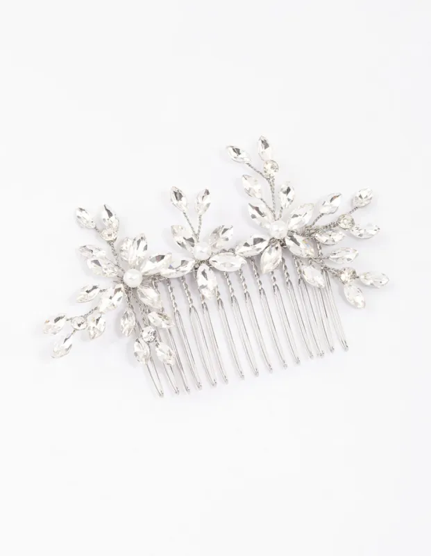 Silver Marquise Trio Floral Hair Comb sold by lovisa