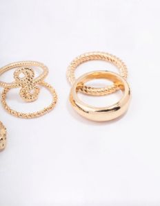 Gold Mixed Textured Ring 6-Pack sold by lovisa