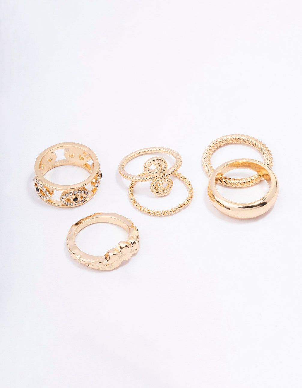 Gold Mixed Textured Ring 6-Pack sold by lovisa