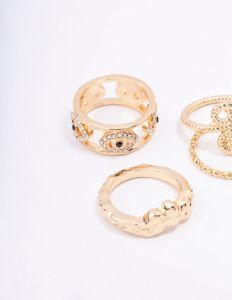 Gold Mixed Textured Ring 6-Pack sold by lovisa