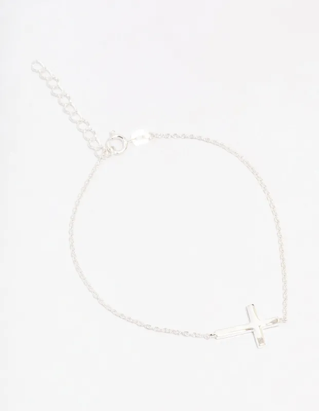 Sterling Silver Horizontal Cross Bracelet sold by lovisa