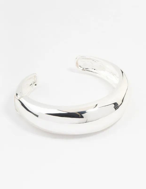Silver Plated Round Wrist Cuff Bracelet sold by lovisa