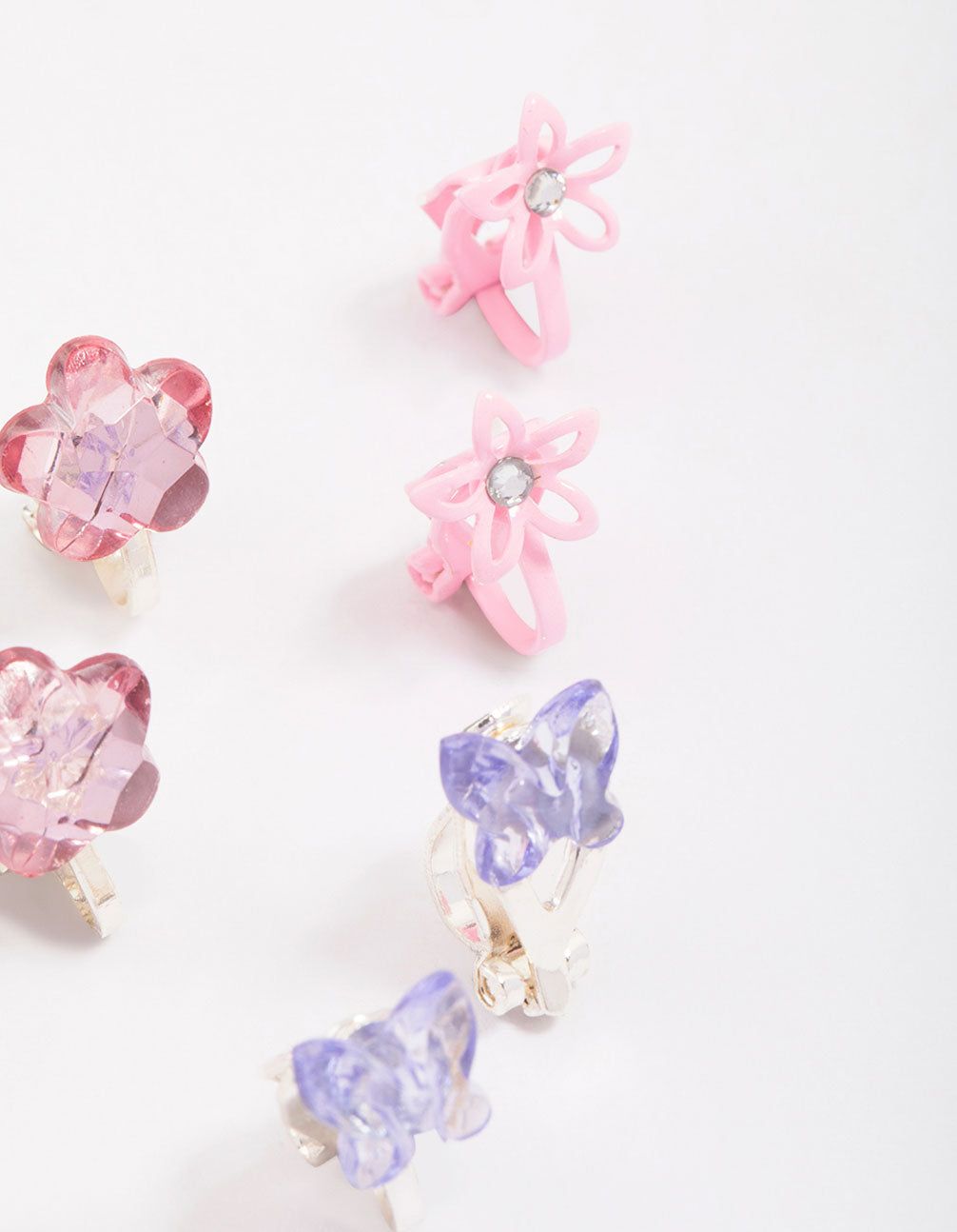 Kids Crystal Butterfly & Flower Clip On Earring 5-Pack sold by lovisa product image thumbnail 3