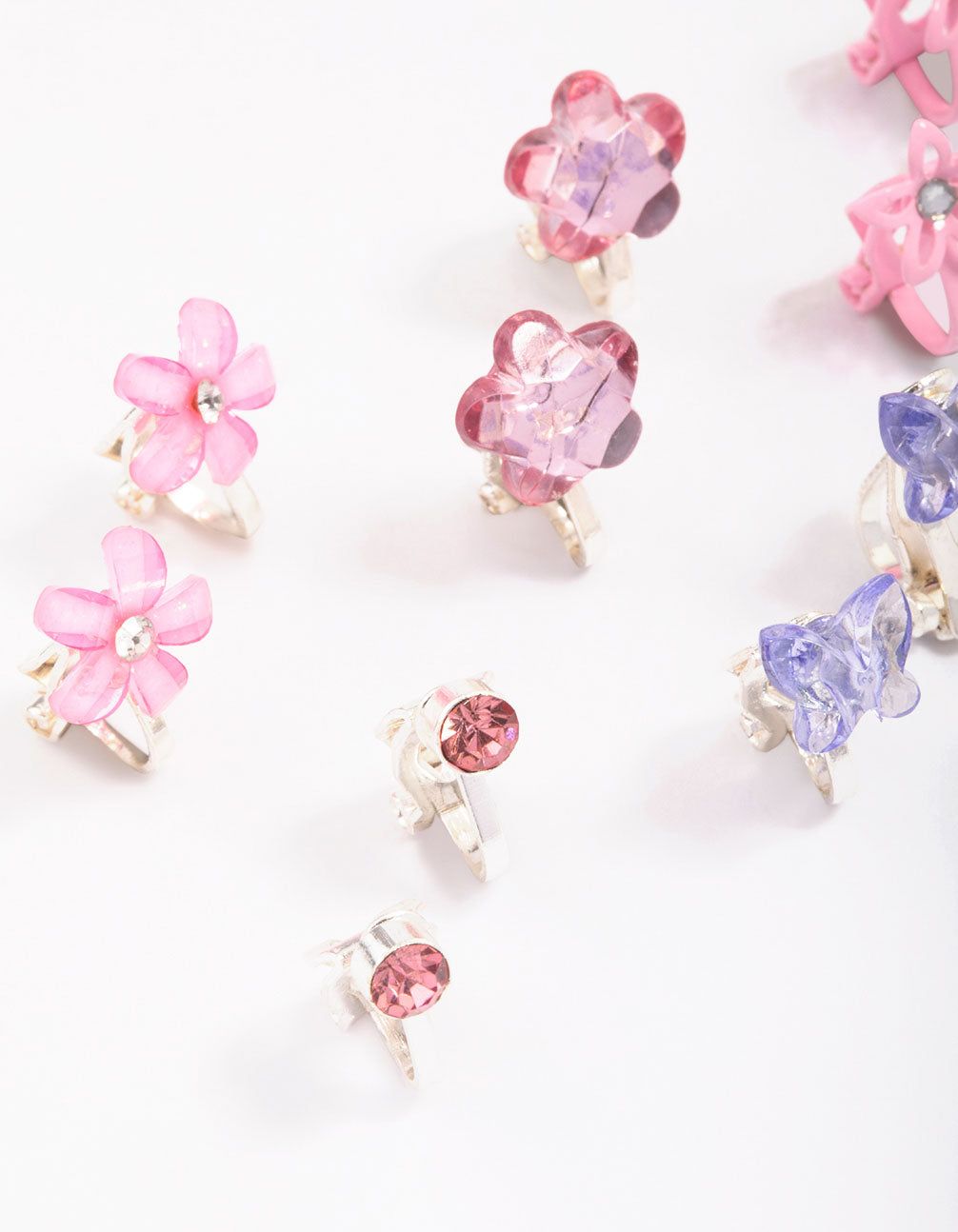 Kids Crystal Butterfly & Flower Clip On Earring 5-Pack sold by lovisa product image thumbnail 2