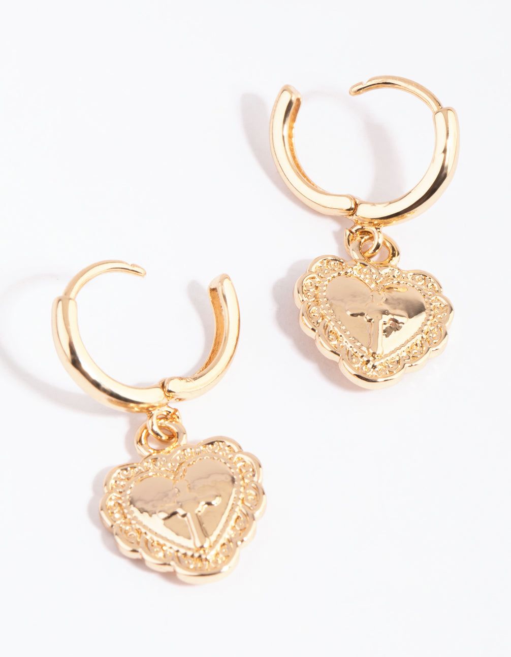 Gold Vintage Heart Huggie Earrings sold by lovisa product image thumbnail 2